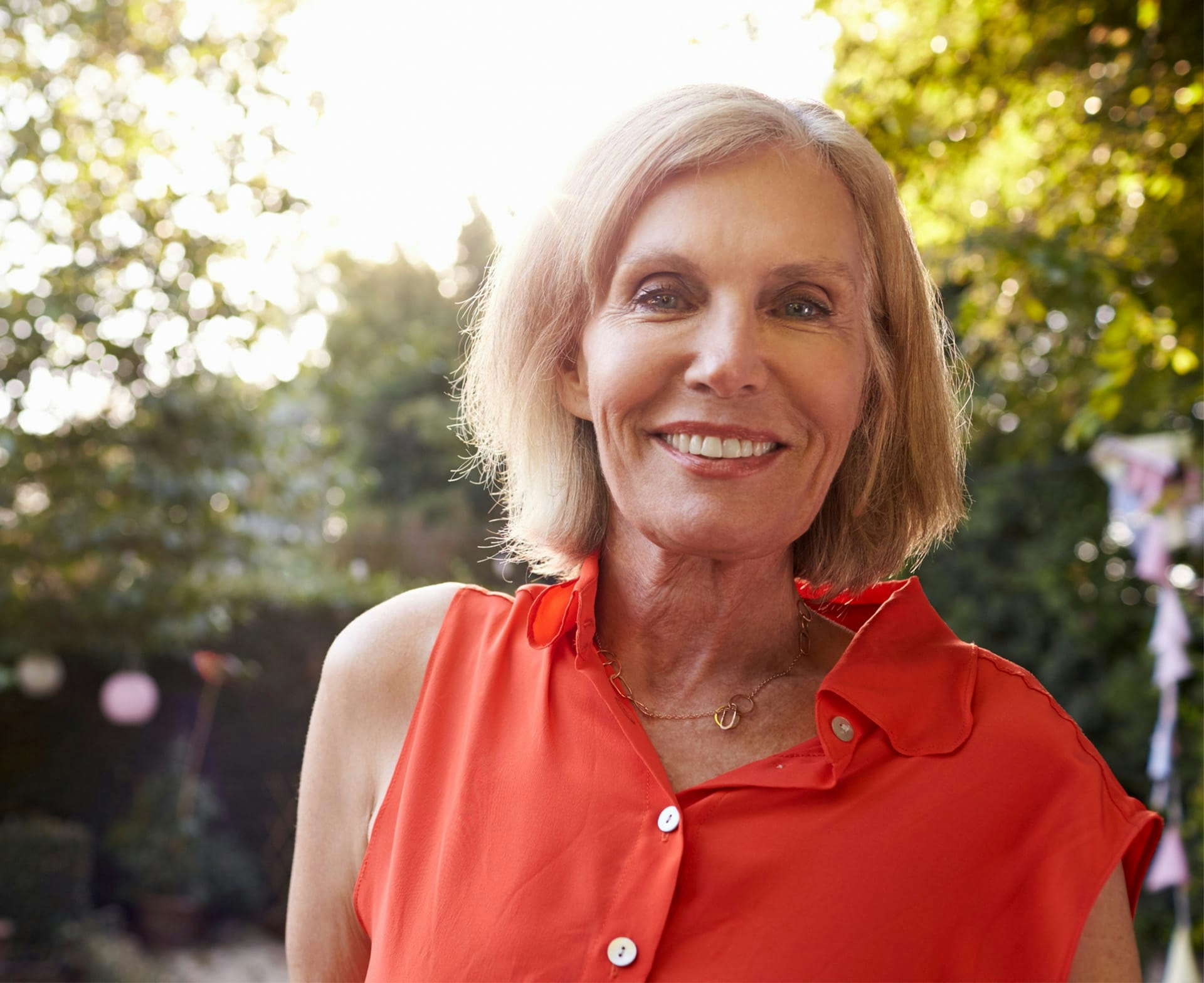 woman smiling outside