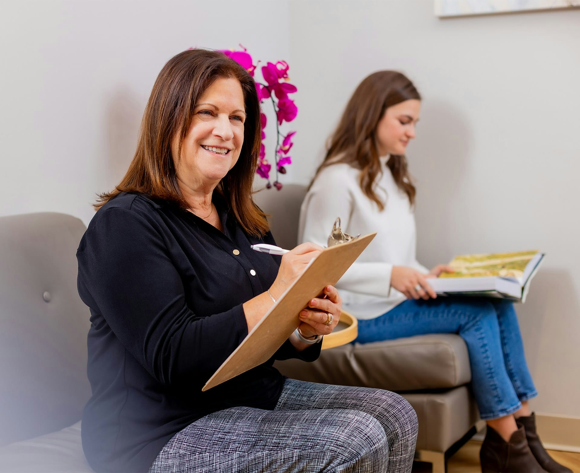 patient filling out forms