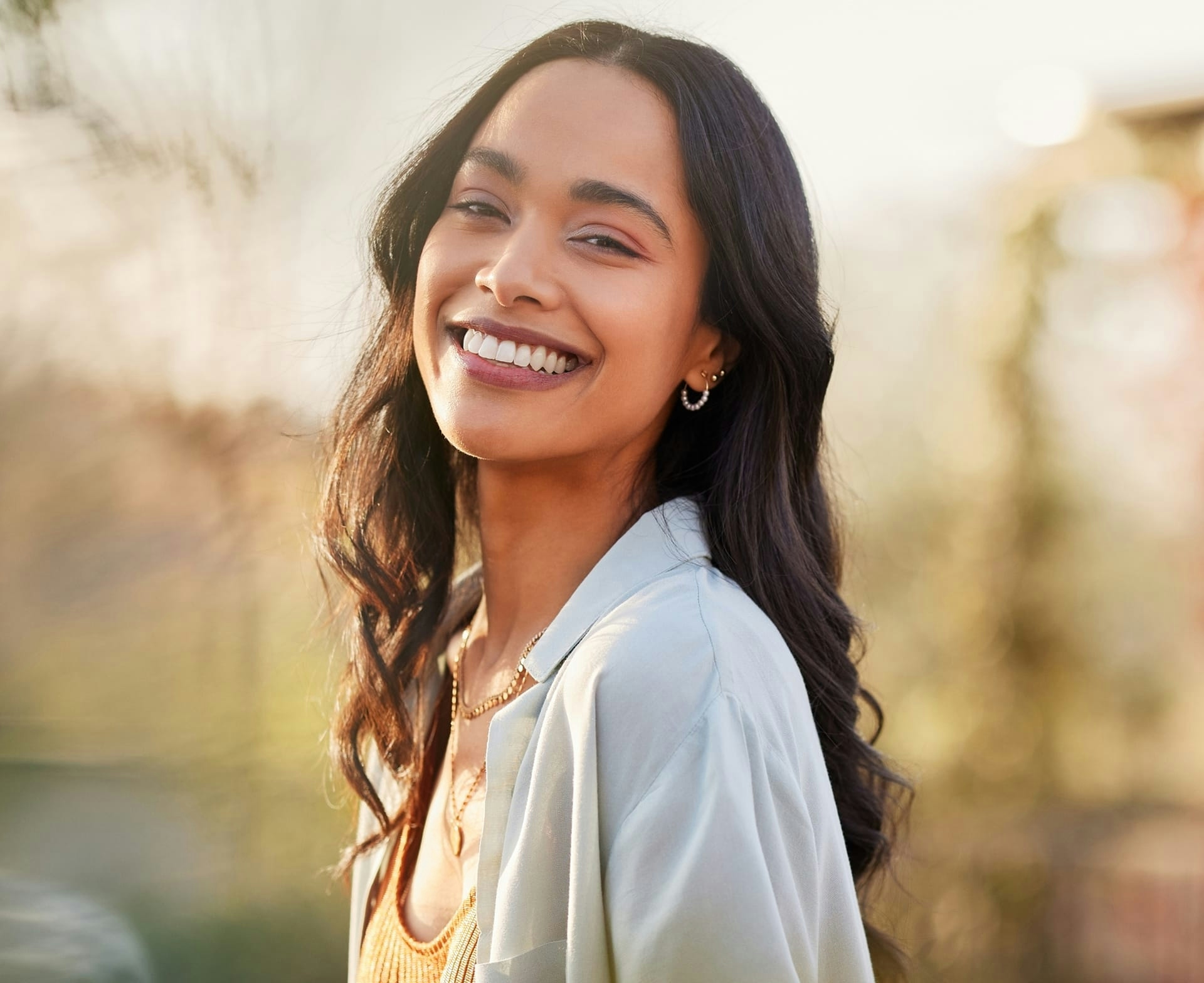 woman smiling happy