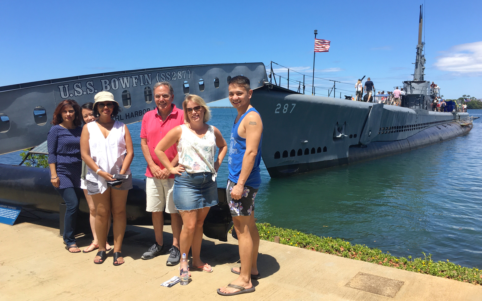 Katie Bradford and 2018 Jefferson Fellows at Pearl Harbour Memorial in Hawaii