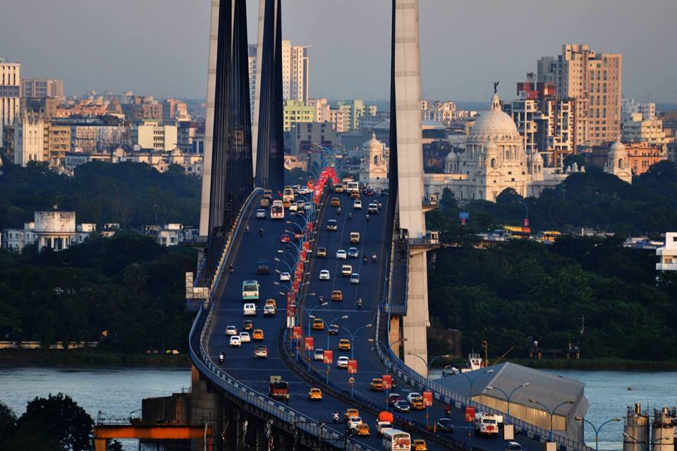 Kolkata City skyline from Hoogly bridge2