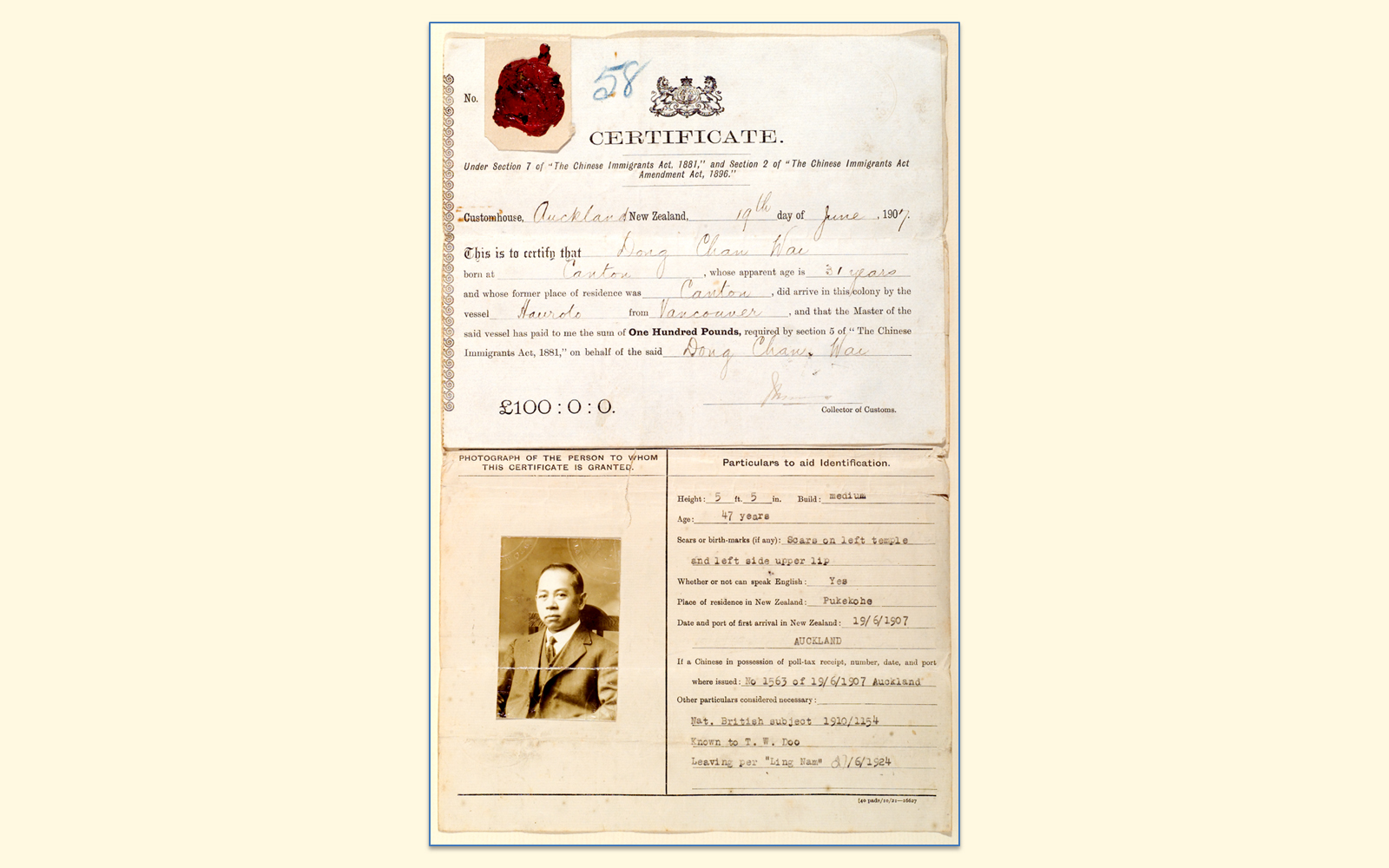 Dong Chan Wai Poll Tax Certificate