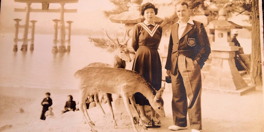 Mick Donnelly and Setsuko Donnelly in Miyajima, 1955