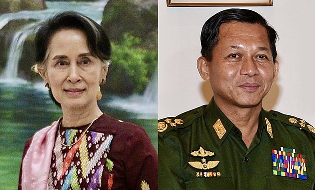 Myanmar Aung San Suu Kyi Min Aung Hlaing collage2