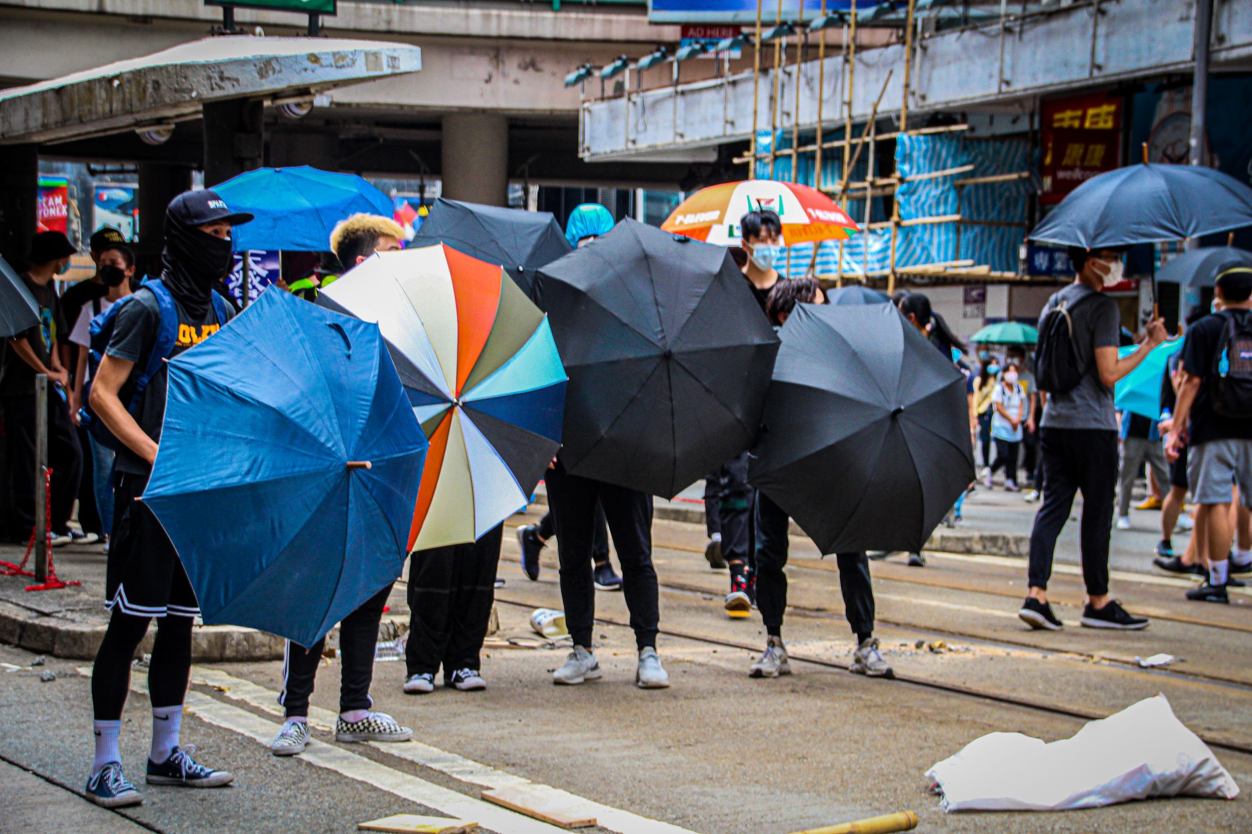 PROTESTERS UMBRELLA MAY 2