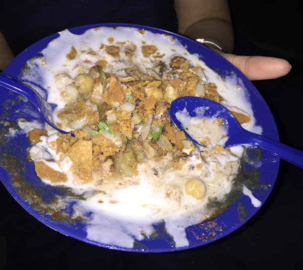 A plate of chaat