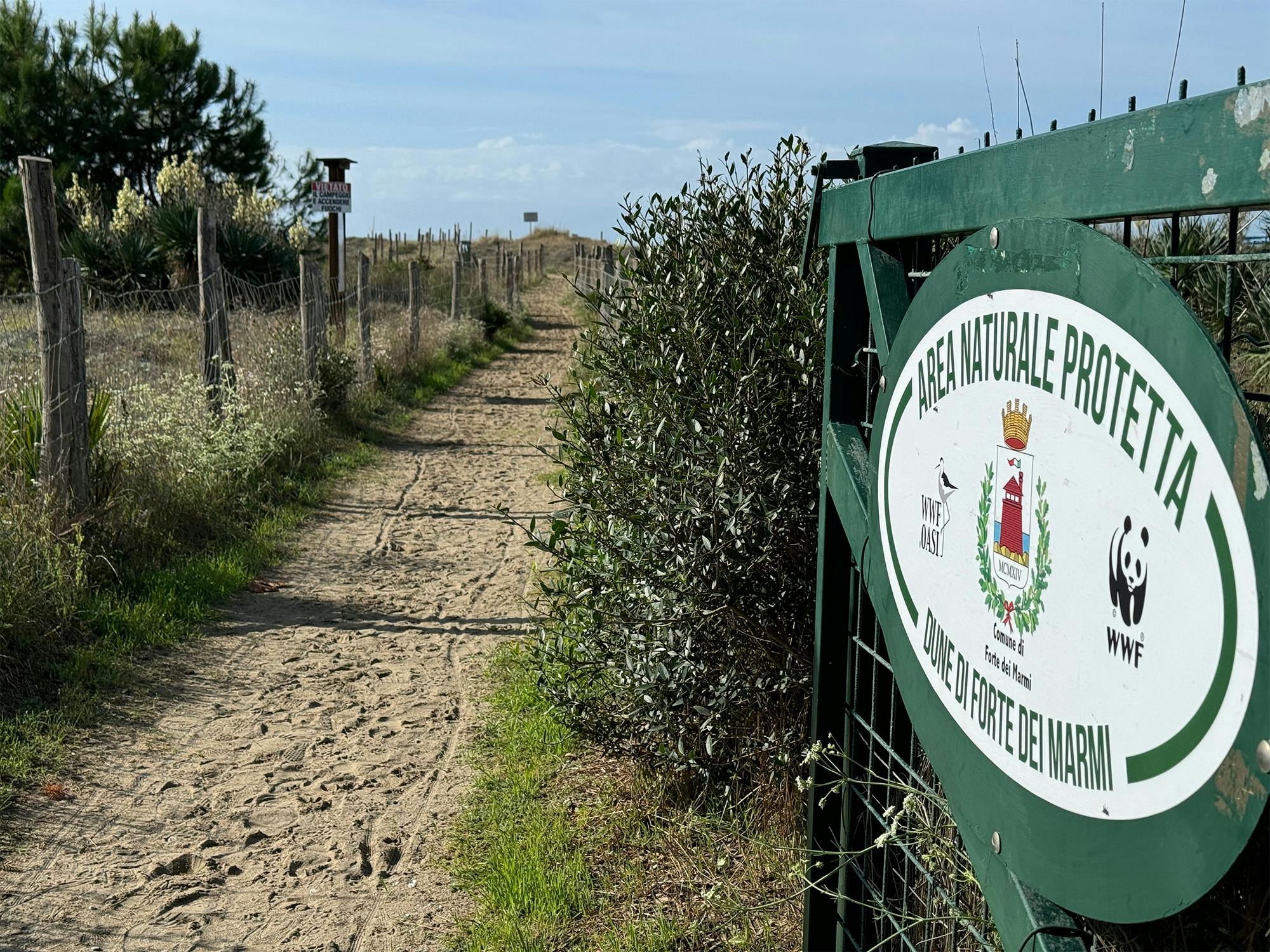 Uno degli accessi all'area protetta delle dune di Forte dei Marmi