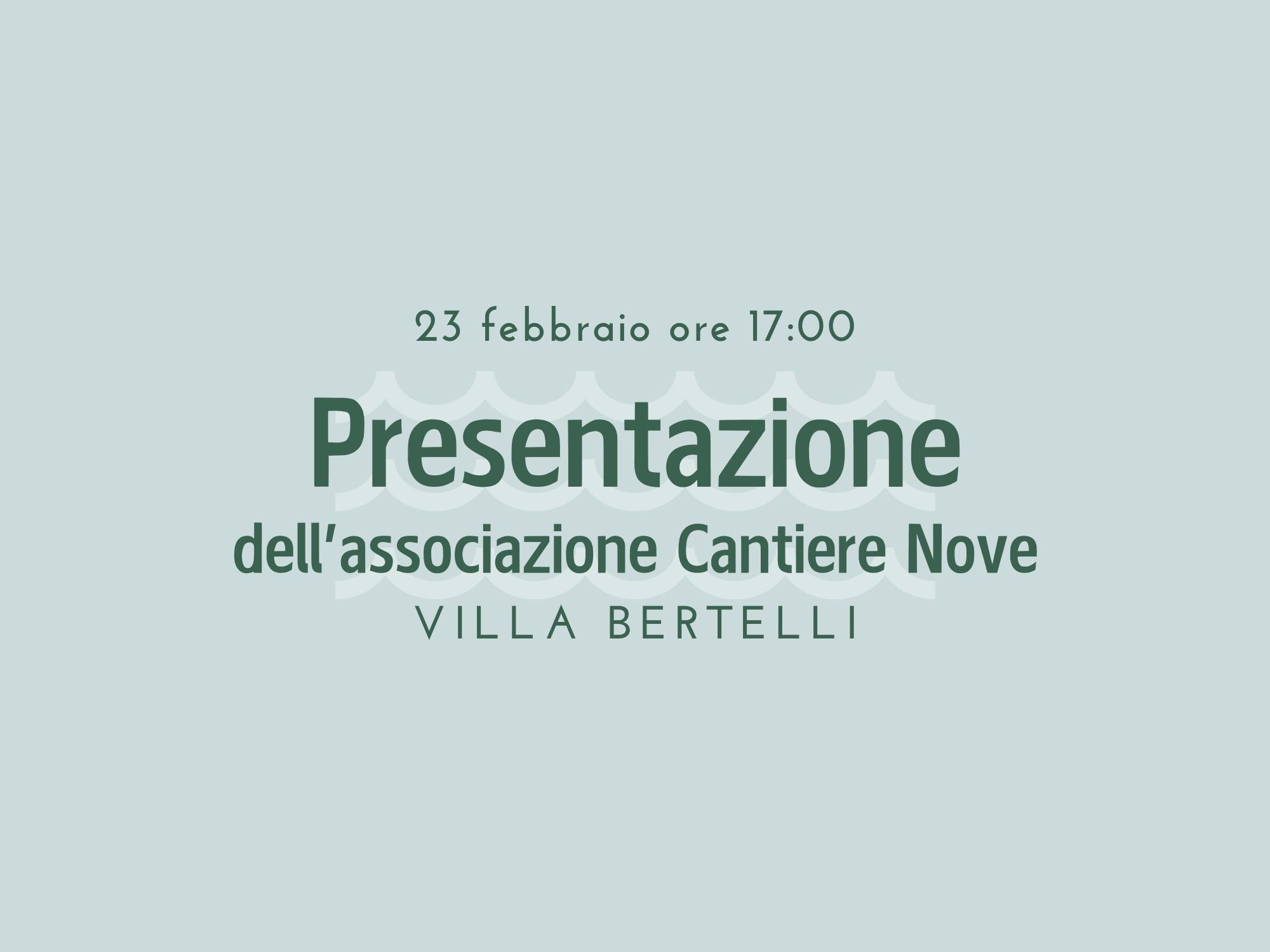 Copertina Presentazione dell'associazione culturale Cantiere Nove