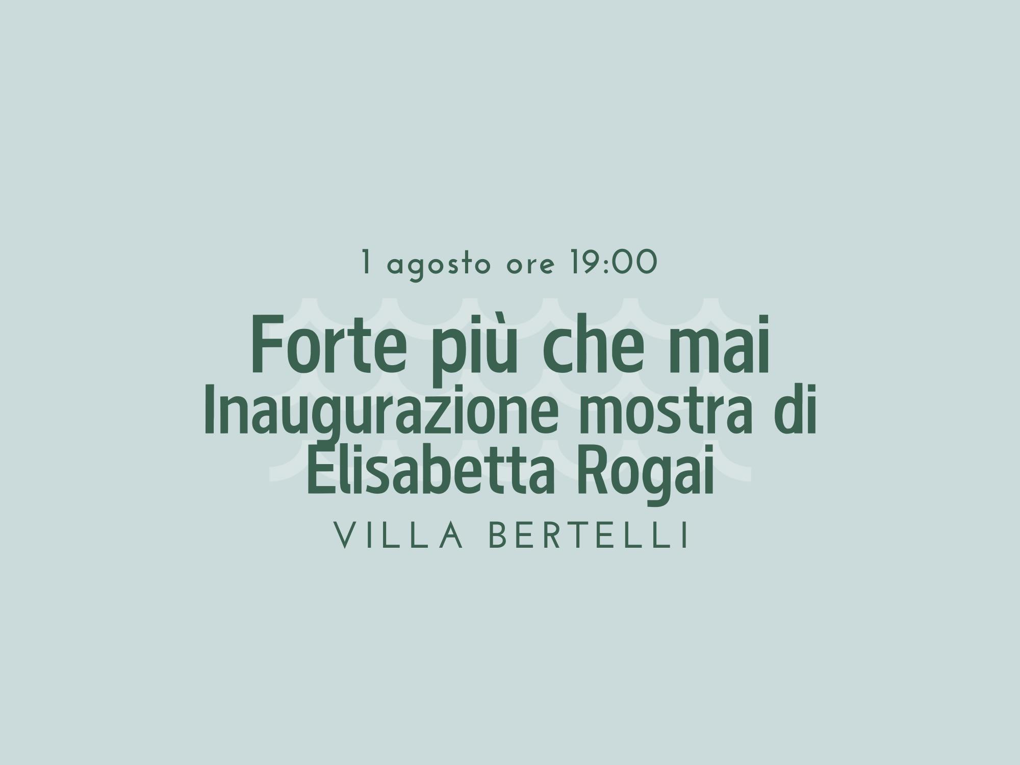 "Forte più che mai" di Elisabetta Rogai - inaugurazione mostra