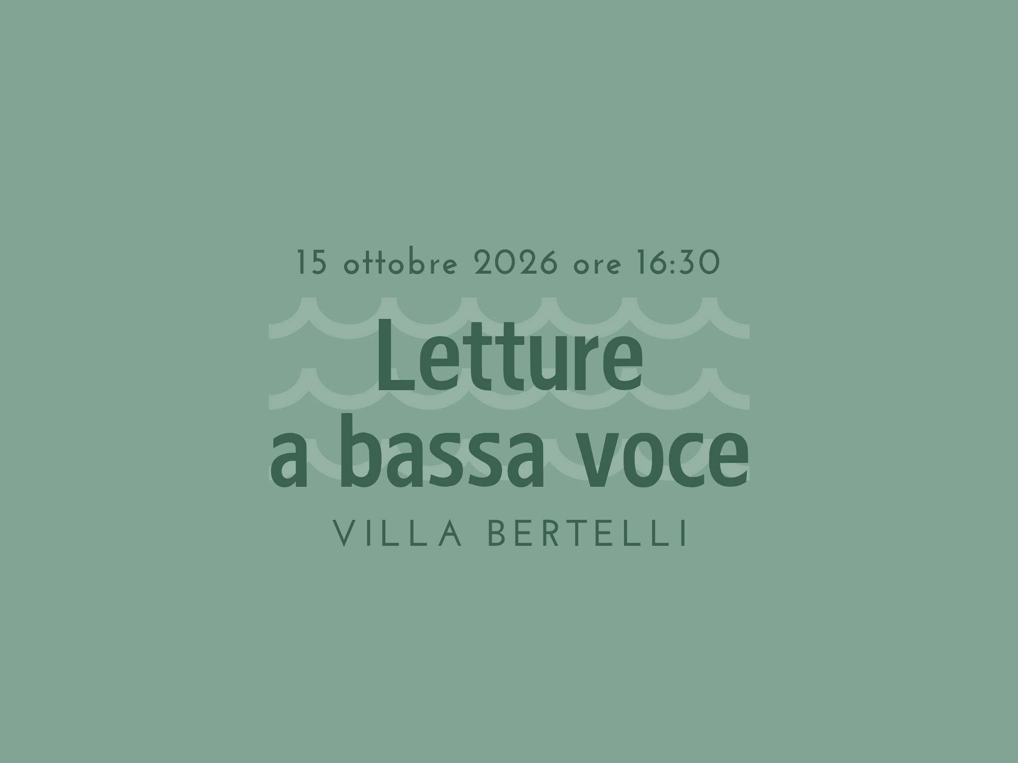 Letture a bassa voce - 15 ottobre 2026