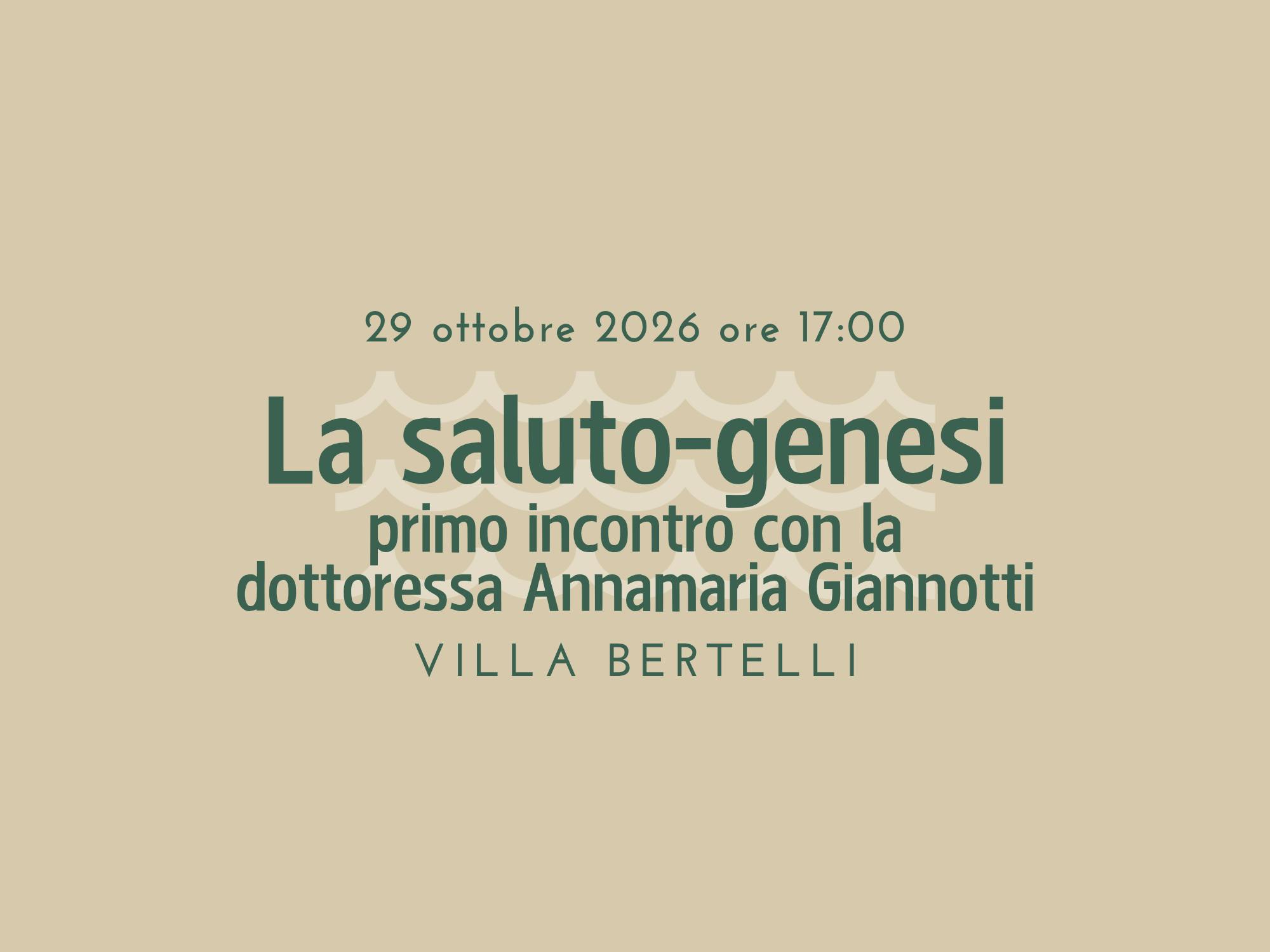 La saluto genesi - 29 ottobre 2026