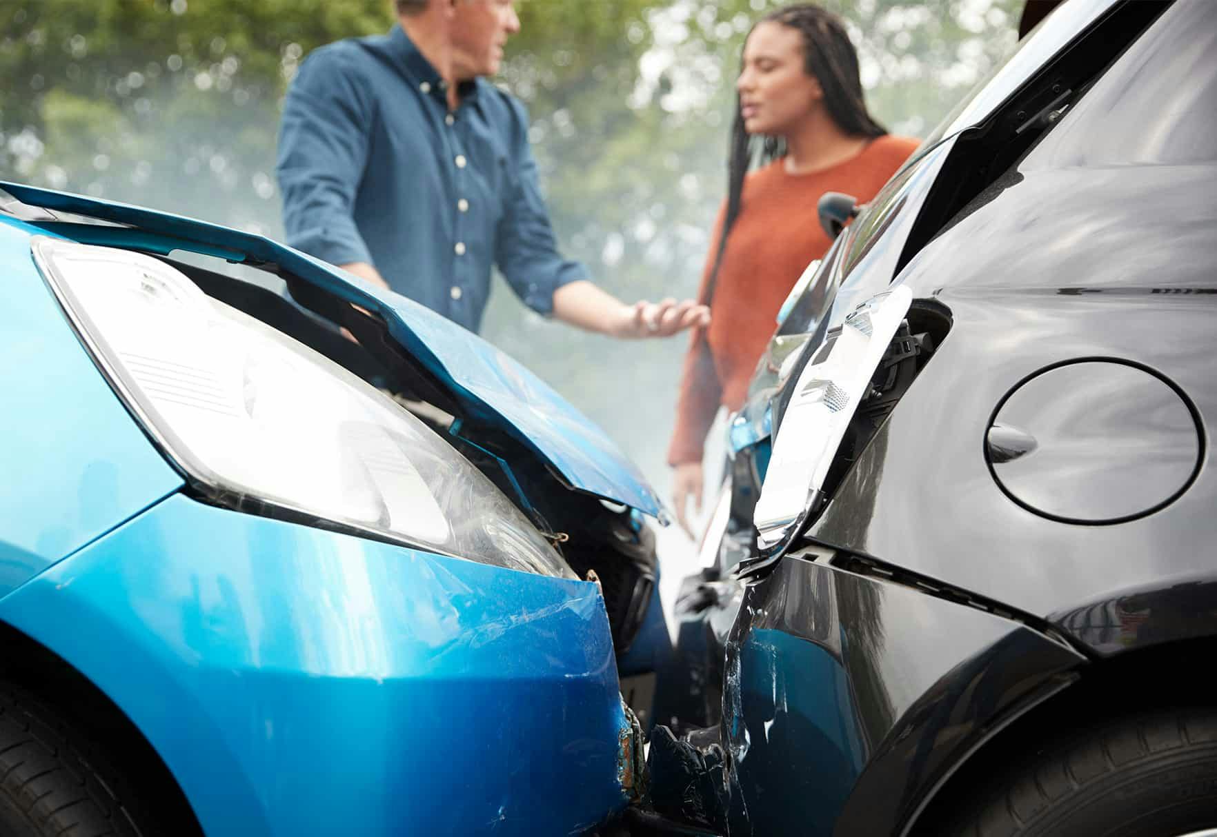 Two cars involved in a rear end collision