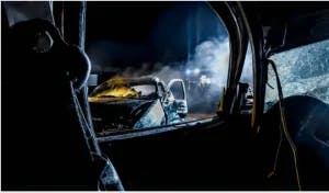 A car accident at night.