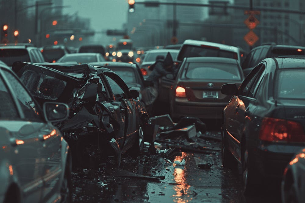 A car accident in traffic