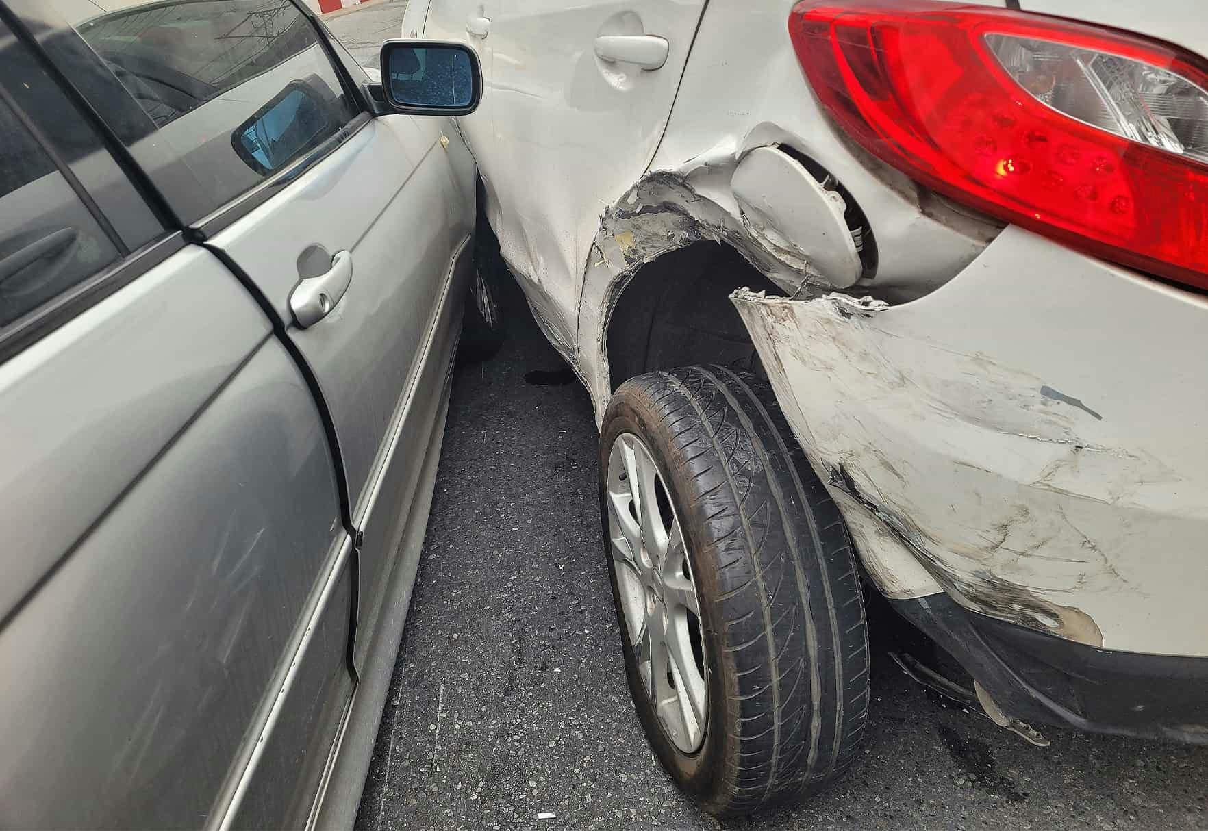two cars in a side impact accident