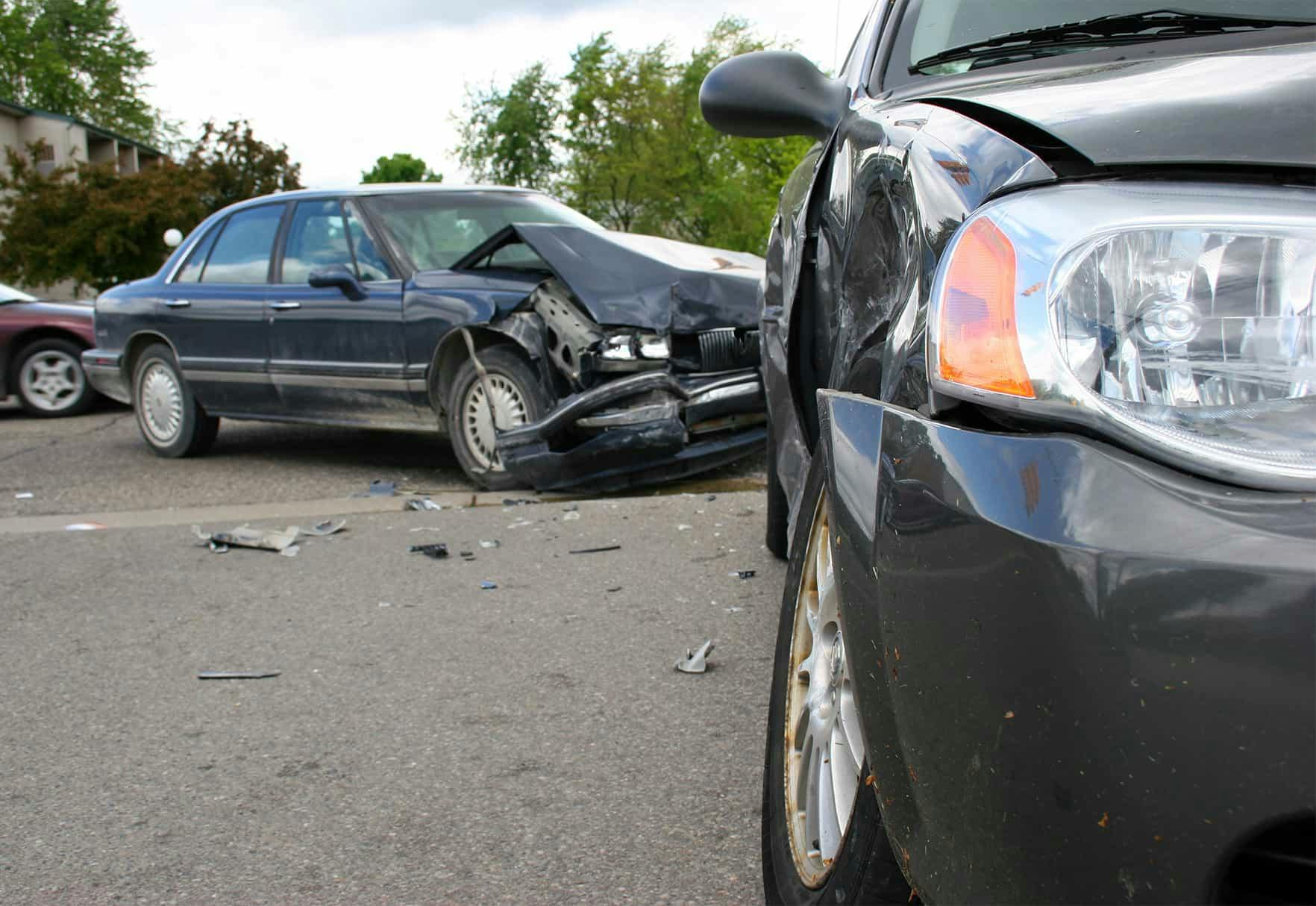 Three cars involved in a wreck