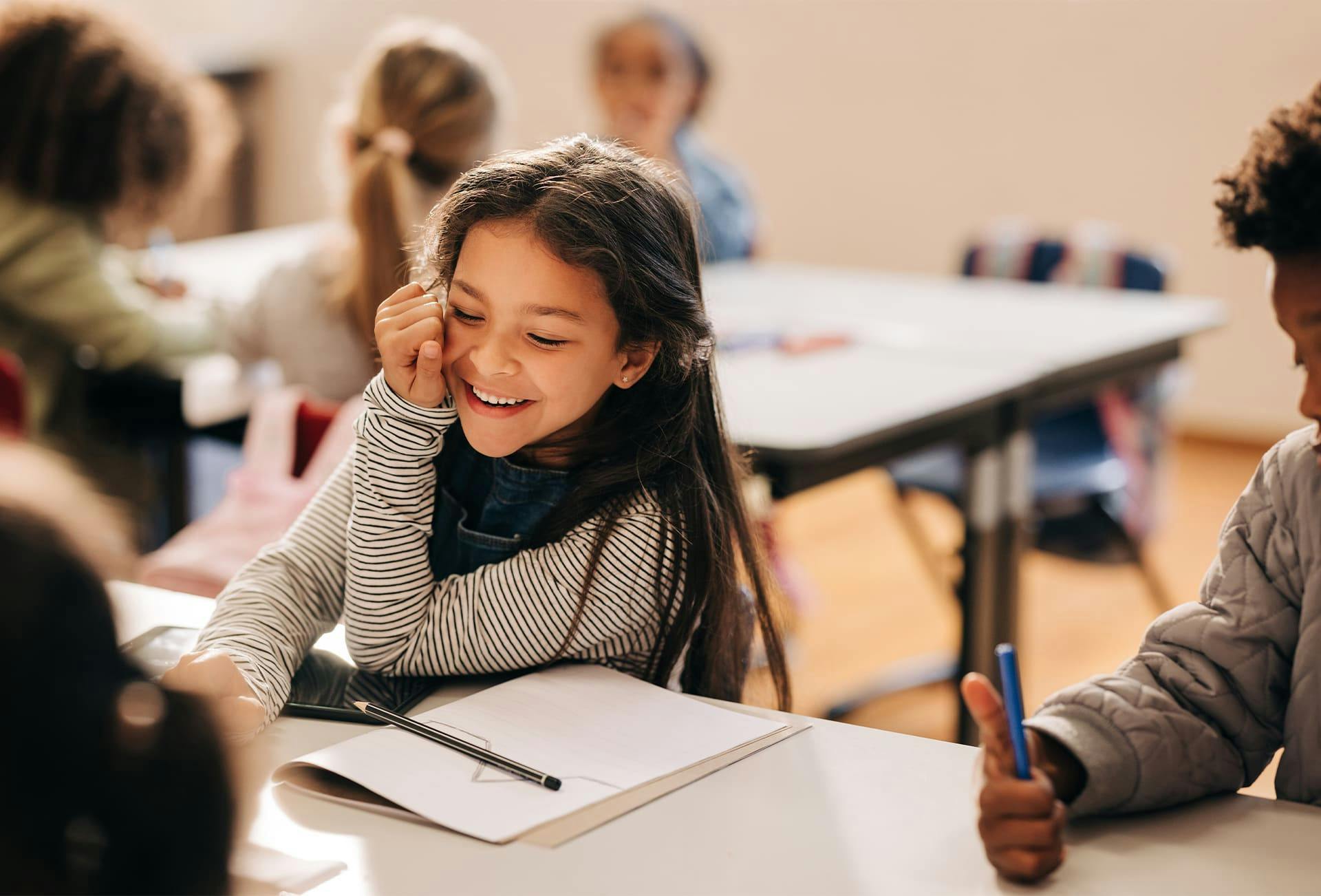 kids in school working