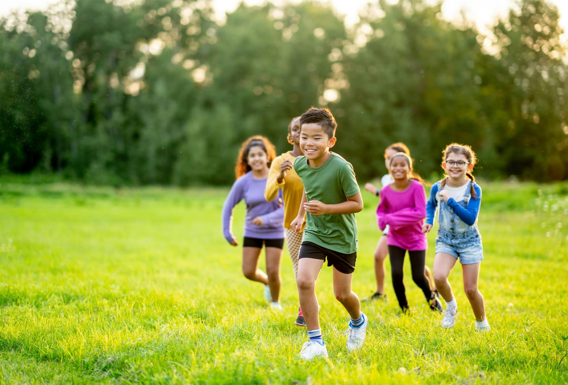 kids running in field