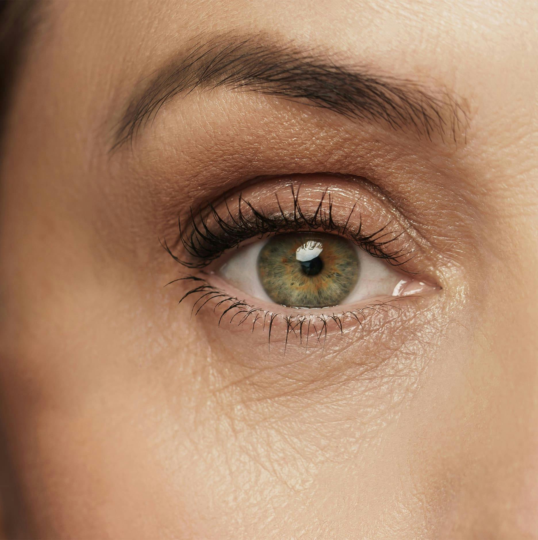 close up on green eyes