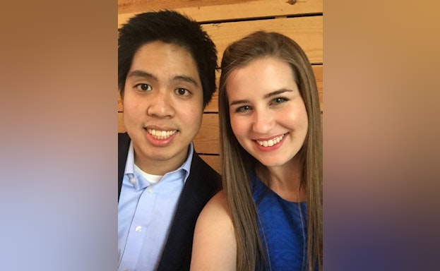 Man and woman smiling