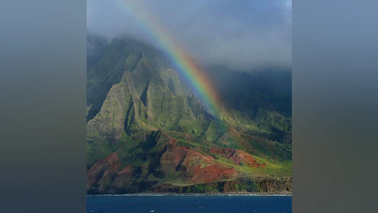 Rainbow over mountains