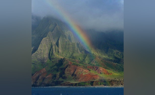 Rainbow over mountains