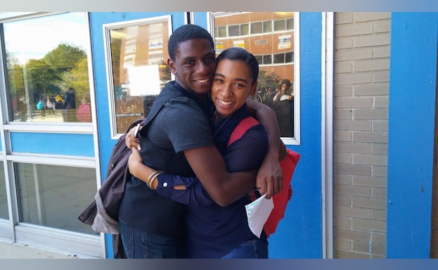 Man and woman hugging