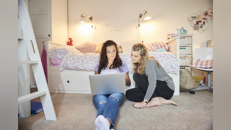 Two girls in bedroom