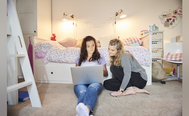 Two girls in bedroom