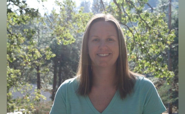 Woman smiling in forest