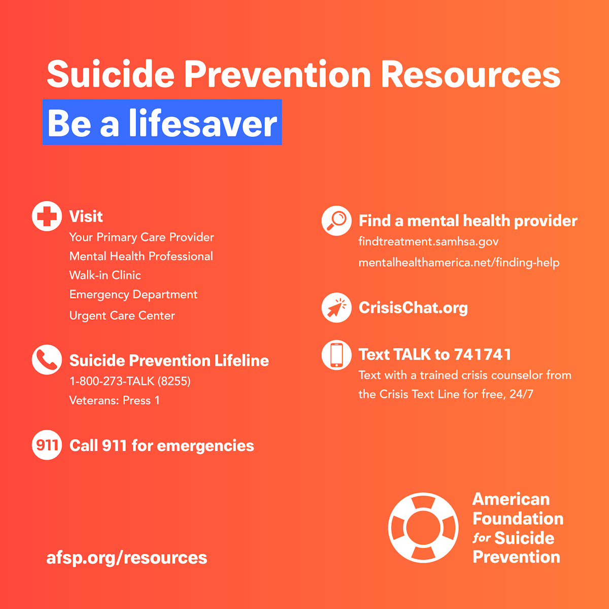 Nation’s Largest Suicide Prevention Organization Thanks President