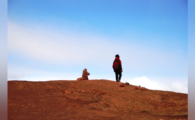 Person standing on hill