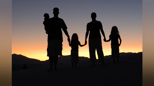 Family in silhouette