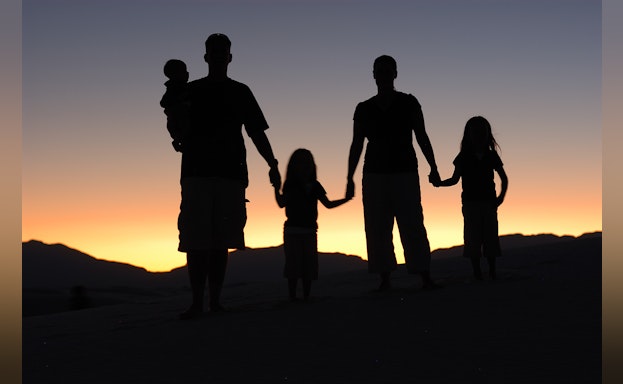 Family in silhouette