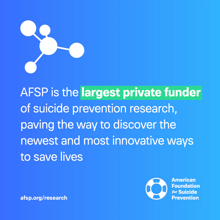AFSP is the largest private funder of suicide research