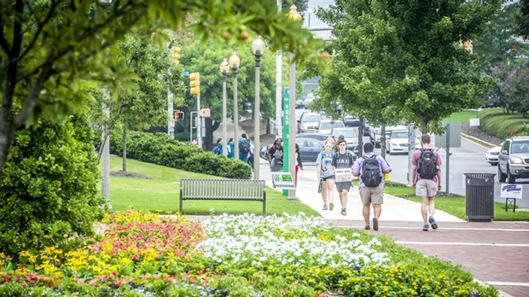 People walking on sidewalk