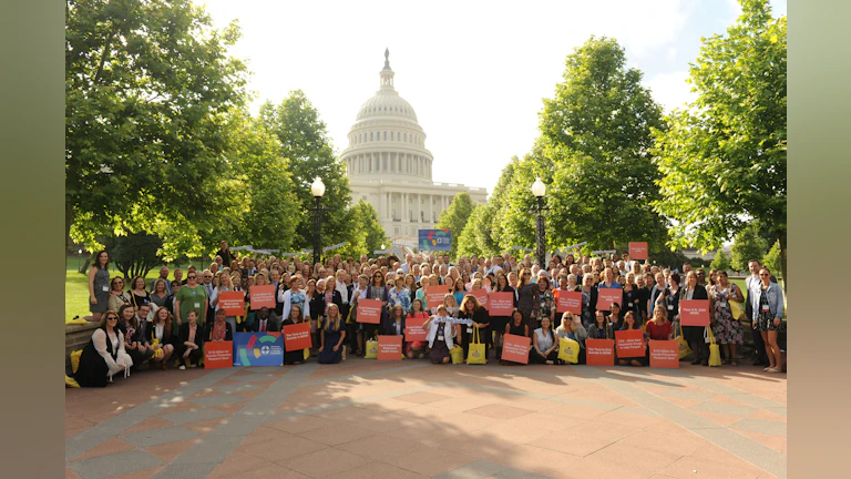 Crowd in front of capitol building