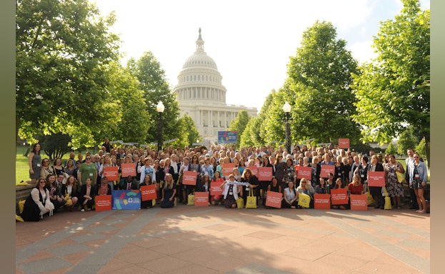 Crowd in front of capitol building
