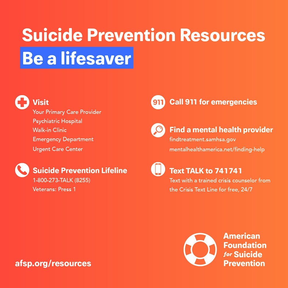 Statement by the American Foundation for Suicide Prevention on Anthony