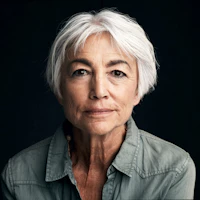 Woman in front of black background