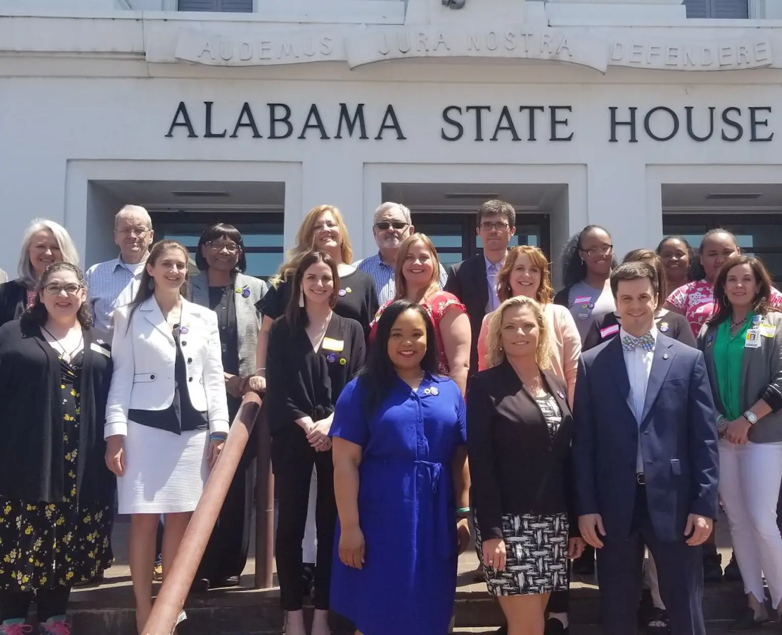 Volunteer group in front of Alabama state house