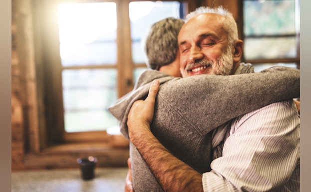Two people hugging