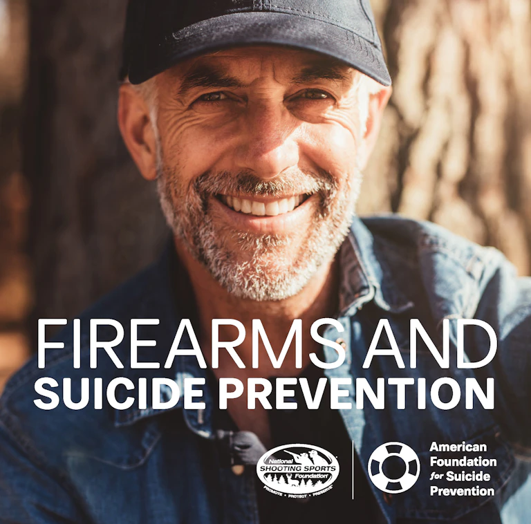 Man smiling on cover of Firearms and suicide prevention brochure
