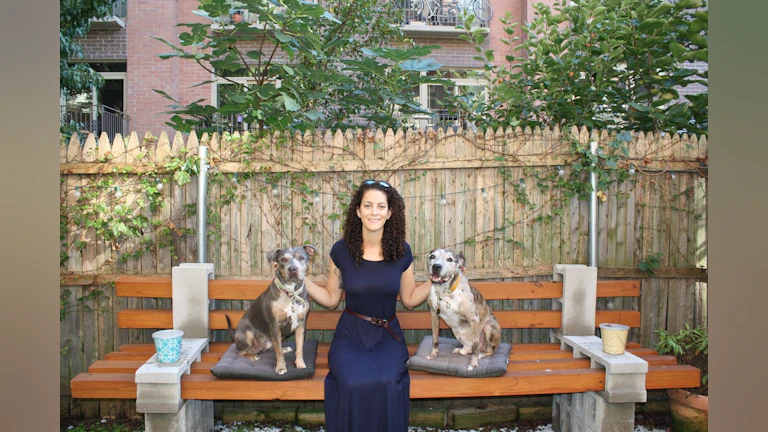 Woman with two dogs