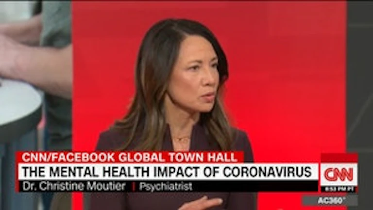 Dr. Christine Moutier appears on Anderson Cooper 360