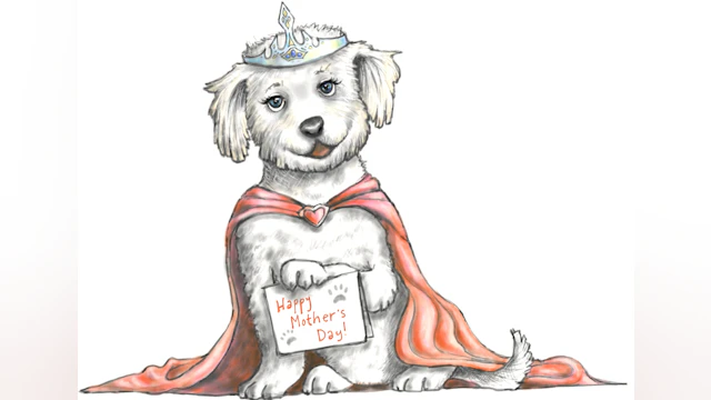 Doodle of dog dressed as Guinevere