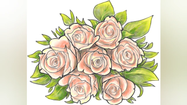 Doodle of pink roses