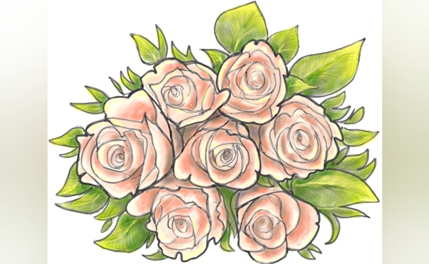 Doodle of pink roses