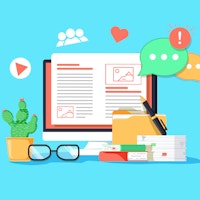 Graphic of computer and office accessories