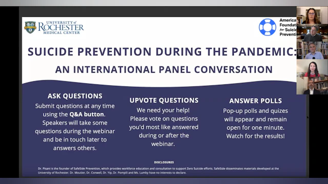 Suicide prevention during the pandemic opening slide